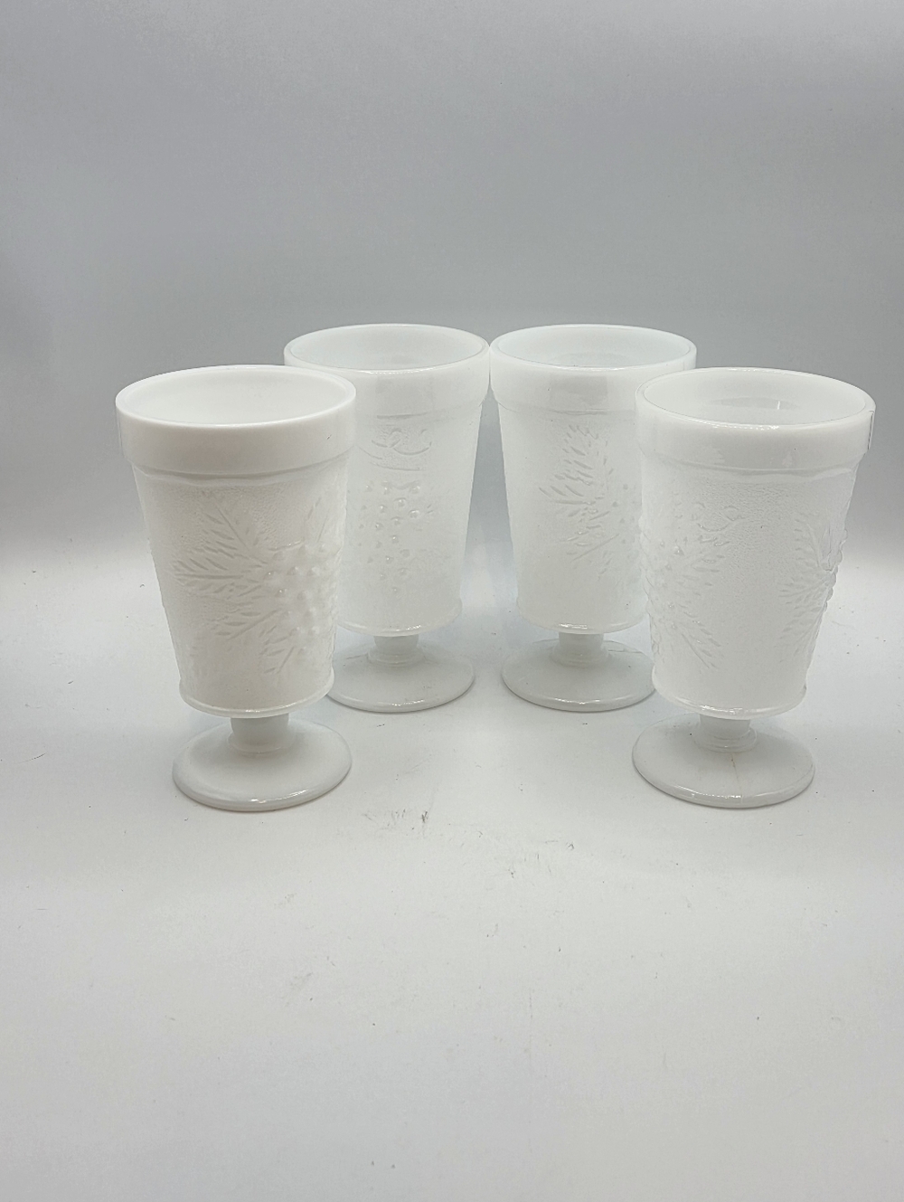Vintage Milkglass Harvest Grape Footed Goblets